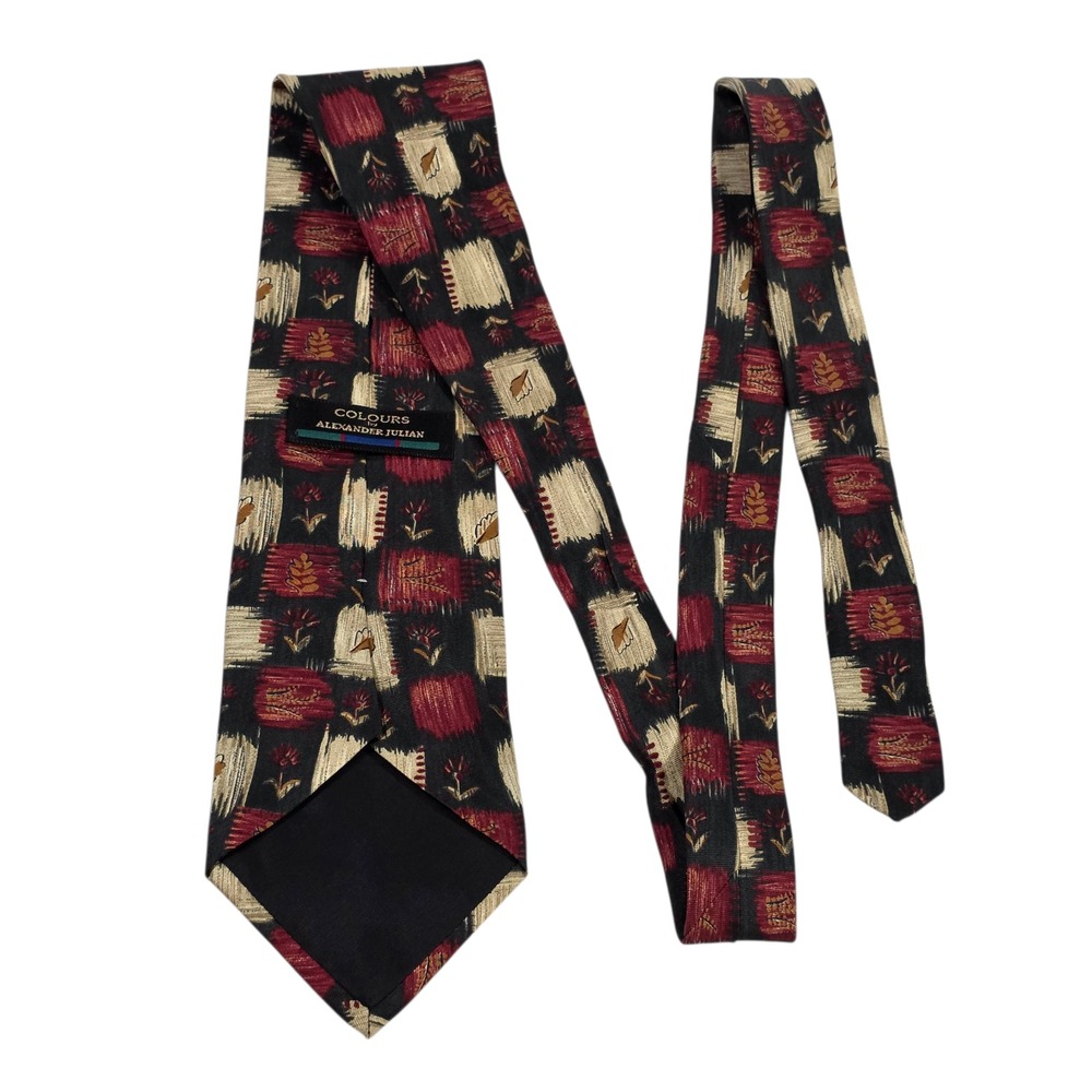 Colours By Alexander Julian Mens Necktie Multicolor Floral Silk Woven Business